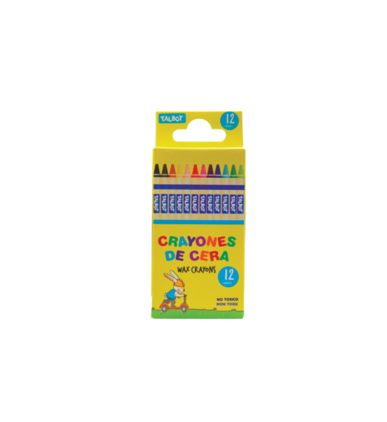 Crayones de Cera, 7 mm x 90 mm, Caja x 12 Colores